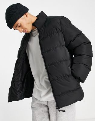 Threadbare funnel neck puffer jacket in black
