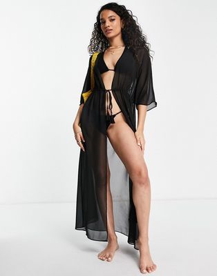 Threadbare maxi beach coverup dress in black