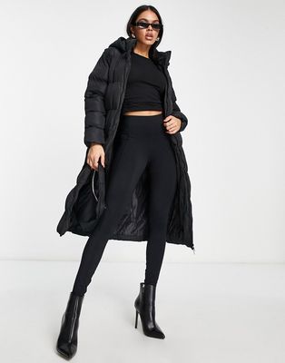 Threadbare Onyx 2 in 1 longline vest and puffer coat in black