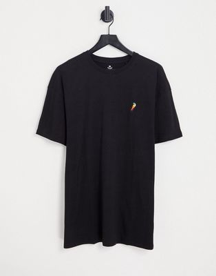 Threadbare oversized parrot embroidery T-shirt in black