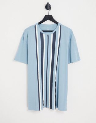 Threadbare oversized stripe T-shirt in duck egg blue