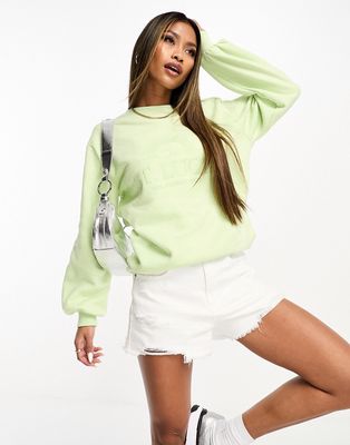 Threadbare oversized sweater with embroidery in lime-Green