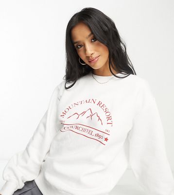 Threadbare Petite Ski printed sweater in white