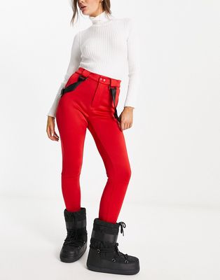 Threadbare Ski pants with suspenders in red