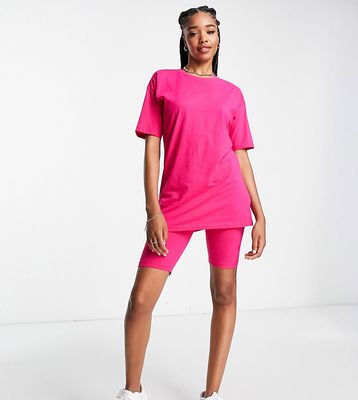 Threadbare Tall Chloe shorts and oversized T-shirt set in pink