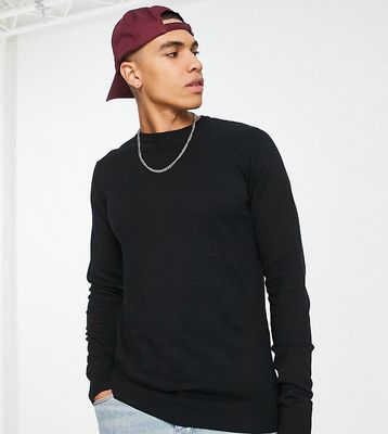Threadbare Tall cotton roll neck sweater in black