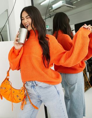 Threadbare Veronica high neck sweater in orange