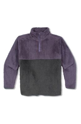 Threads 4 Thought Kids' Pershing Colorblock Faux Fur Quarter Zip Pullover in Carbon
