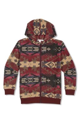 Threads 4 Thought Kids' Print Zip-Up Hooded Fleece Jacket in Royal Burgundy