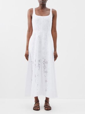 Three Graces London - Ada Scoop-neck Cotton Dress - Womens - White