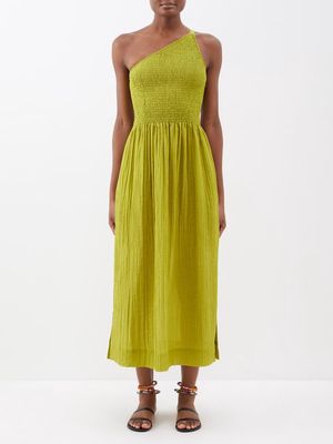 Three Graces London - Isa Asymmetric-neck Midi Dress - Womens - Green