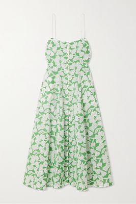 Three Graces London - Oonagh Embroidered Cotton-voile Maxi Dress - Green