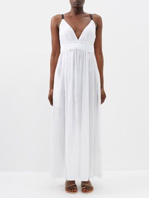 Three Graces London - Selma V-neck Midi Dress - Womens - White