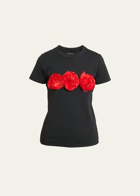 Three-Rose Front Jersey T-Shirt