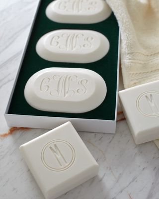 Three Square Soaps with Single Initial