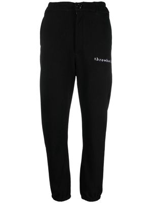 Throwback. embroidered-logo cotton track pants - Black