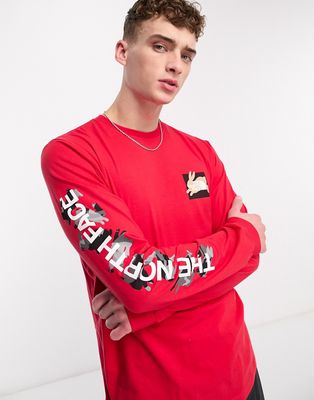 Thw North Face 'Lunar New Year' long sleeve chest logo T-shirt in red