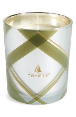 Thymes Frasier Fir Frosted Plaid Medium Candle in Green/Clear
