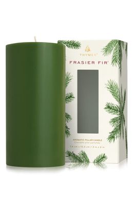Thymes Frasier Fir Pillar Candle in Frasier Fir Green