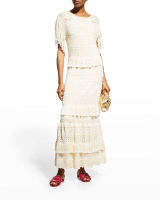 Tia Fringe Crochet Maxi Dress