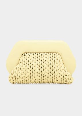 Tia Knited Faux-Leather Clutch Bag