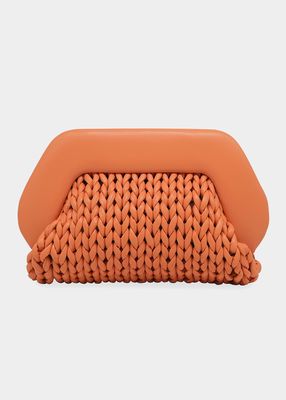 Tia Knitted Faux-Leather Clutch Bag