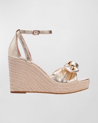 tianna metallic bow wedge espadrille sandals