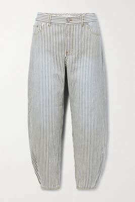 Tibi - Brancusi Stonewash Striped Mid-rise Tapered Jeans - Ivory