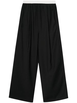 Tibi contrasting-waistband straight-leg trousers - Black