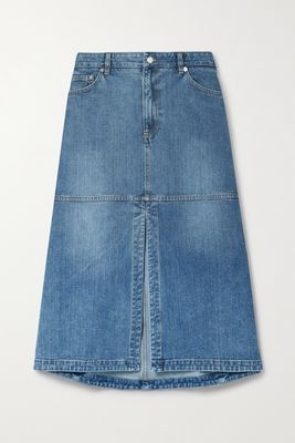 Tibi - Paneled Denim Midi Skirt - Blue