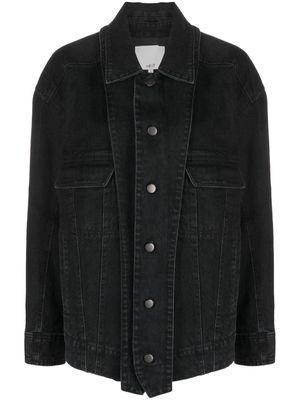 Tibi press-stud long-sleeve denim jacket - Black