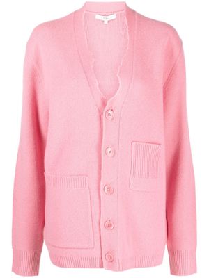 Tibi raw cut-edge V-neck wool cardigan - Pink