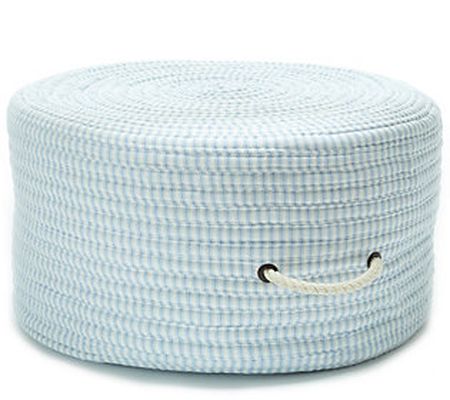 Ticking Fabric Stripe Pouf - Blue 20" x 20" x 1 1"