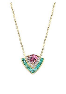 Tiered 18K Yellow Gold & Multi-Gemstone Pendant Necklace