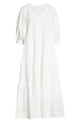 Tiered Cotton Dress in 100 White