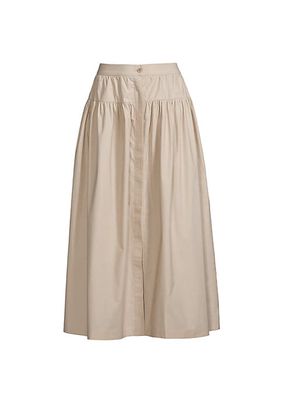 Tiered Cotton Poplin Midi-Skirt