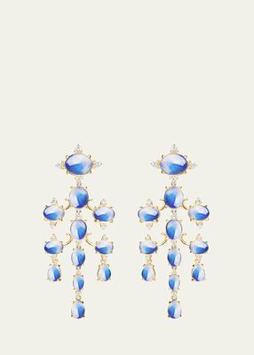 Tiered Moonstone and Diamond Chandelier Earrings