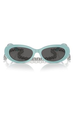 Tiffany & Co. 54mm Oval Sunglasses with Chain in Blue Grey 