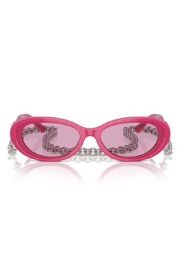 Tiffany & Co. 54mm Oval Sunglasses with Chain in Fuchsia /Violet 