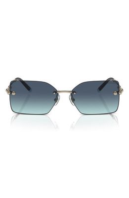 Tiffany & Co. 59mm Gradient Rectangular Sunglasses in Blue Gold 