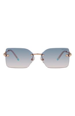 Tiffany & Co. 59mm Gradient Rectangular Sunglasses in Rose Gold