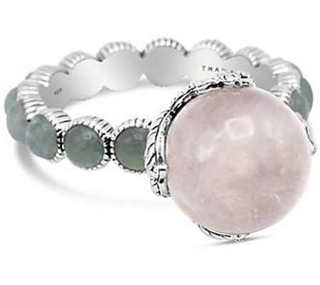 Tiffany Kay Studio Sterling Aventurine & Rose Q uartz Bead Rin