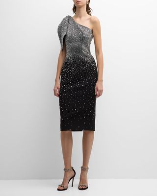 Tiffany One-Shoulder Rhinestone Midi Dress