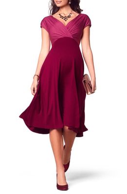 Tiffany Rose Alessandra Gathered Maternity Dress in Rosey Red