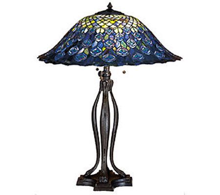 Tiffany Style 30" Peacock Feathers Table Lamp