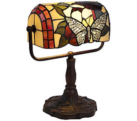 Tiffany Style Bankers Lamp Butterfly Design by Hastings Home