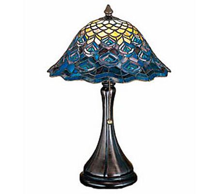 Tiffany Style Peacock Feather Accent Lamp