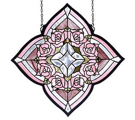 Tiffany Style Ring of Roses Window Panel