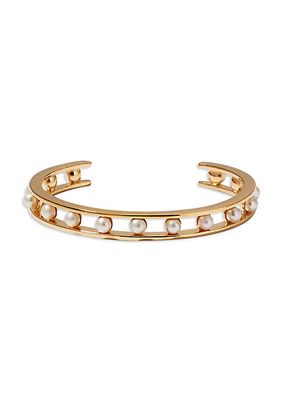Tiger 18K-Gold-Plated Sterling Silver & Natural Freshwater Pearl Cuff