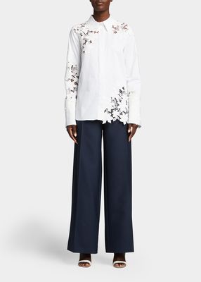 Tiger Lily Guipure Insert Collared Blouse
